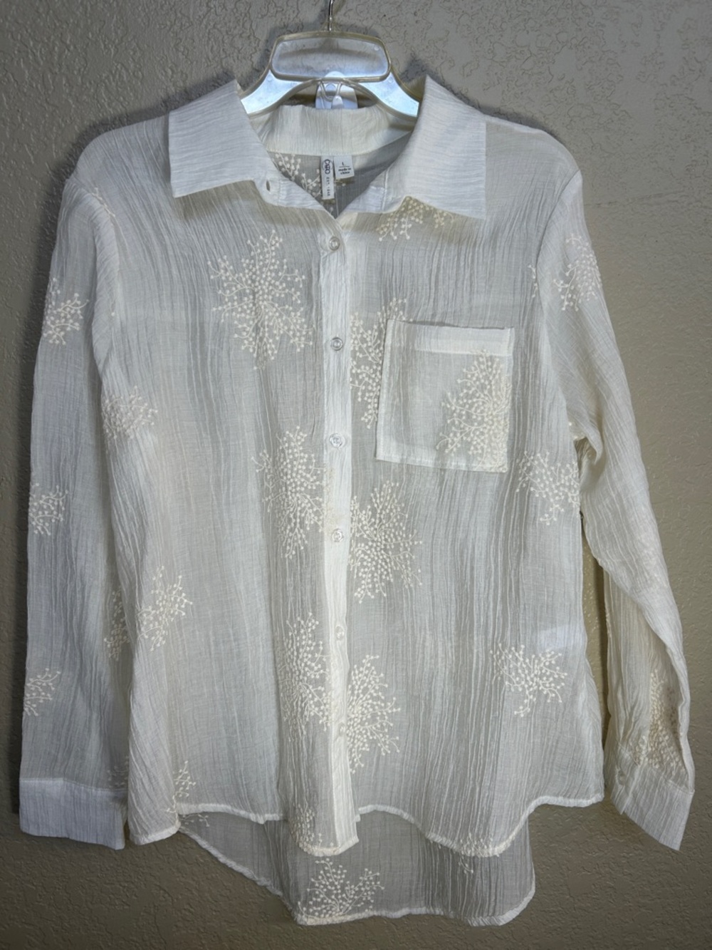 CATO Sheer Summer Fairy Whimsy Extra Long Oversized Button Down Layering Piece